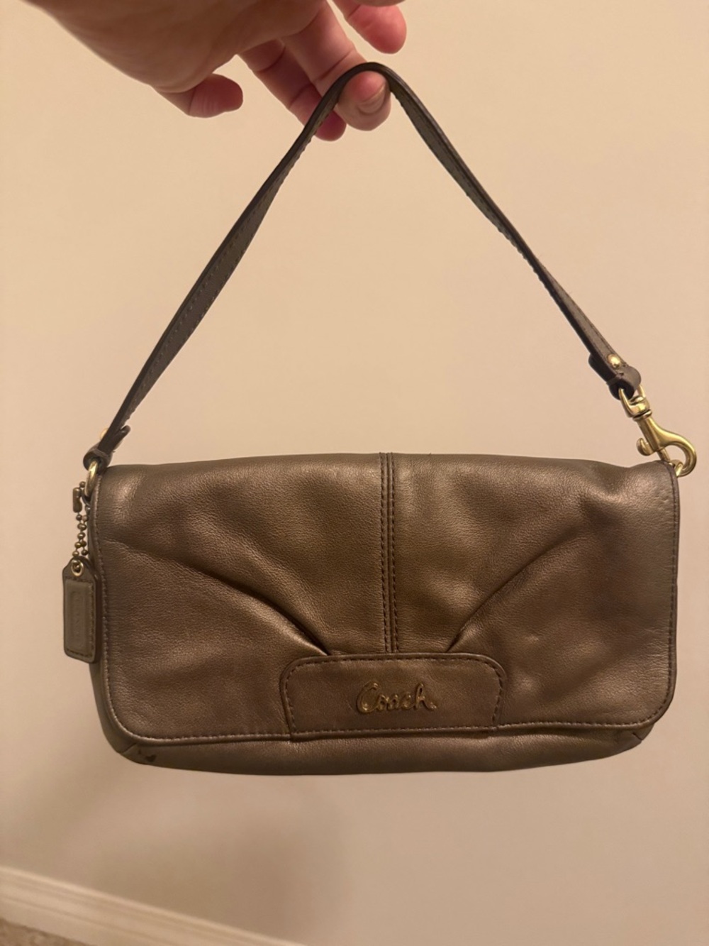 Coach Metallic Leather Mini Bag Wristlet